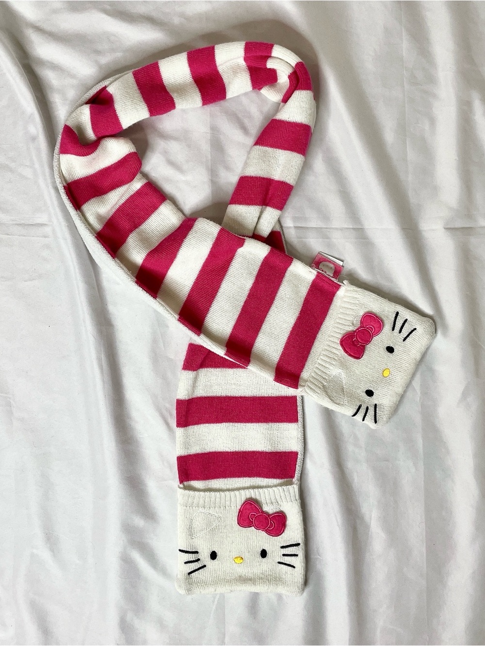 Hello Kitty Pink and White Striped Scarf